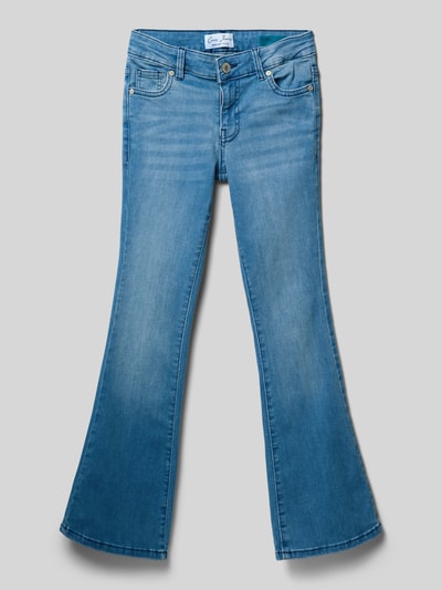 Produktfoto, Flared Fit Jeans mit Logo-Patch Modell 'Veronique' von CARS JEANS in heller Jeansoptik, 5-Pocket-Design, Baumwoll-Mix