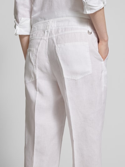 MAC Regular fit linnen broek met verkort model, model 'Nora' Wit - 3