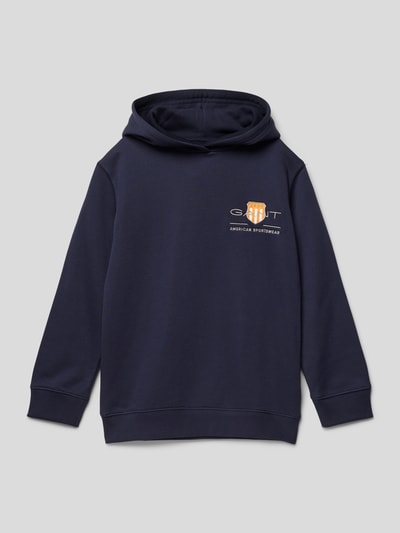 Gant Hoodie met labelstitching Blauw - 1