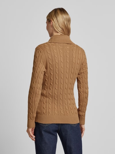 Lauren Ralph Lauren Gebreid jack met reverskraag, model 'DONATO' Camel - 5