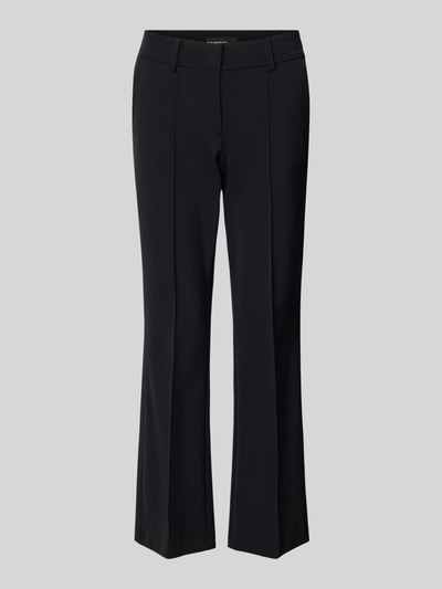 Produktfoto, Flared Stoffhose in verkürzter Passform Modell 'FARAH' von Cambio aus schwarzem Material-Mix mit Stretch-Anteil, Flared-Cut, französische Eingrifftaschen, für Damen, Bundweite 40 cm, Innenbeinlänge 74 cm