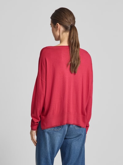 Liu Jo White Oversized Strickpullover mit Rundhalsausschnitt Pink 5