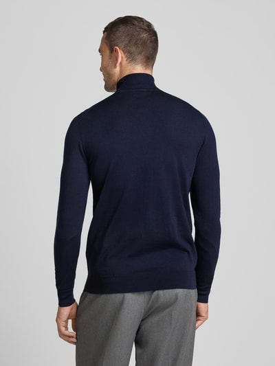 Profuomo Strickpullover mit gerippten Abschlüssen Marine 5