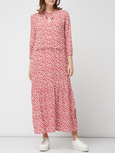 Jake*s Casual Midi-jurk met bloemenmotief Donkerrood - 1