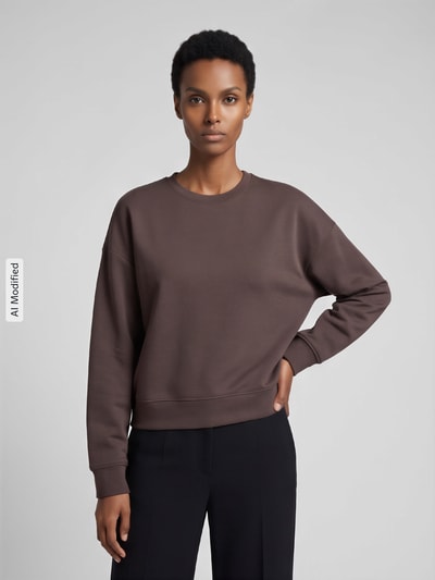 Jake*s Casual Sweatshirt mit überschnittenen Ärmeln Dunkelbraun 4