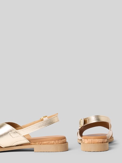 Produktfoto, Sandalen aus echtem Leder von Tamaris mit Optik: Unifarben, Schuhspitze: Abgerundet, Blockabsatz, Label-Prägung, Dornschließe, strukturierte Sohle, Materialverarbeitung: Veloursleder, Material: Leder.