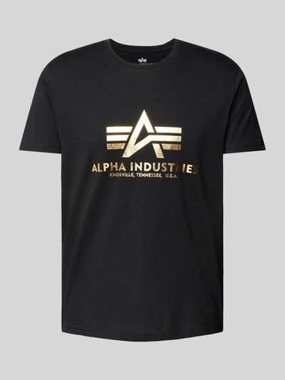 Alpha Industries T-Shirt mit Label-Print Metallic Black Melange 2