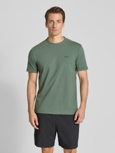 BOSS Green Regular fit T-shirt van katoenmix, model 'TEE' Lindegroen - 4