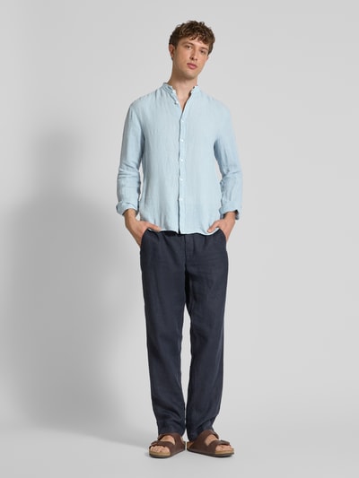HUGO Slim fit zakelijk overhemd met maokraag, model 'Elvory' Rookblauw - 1