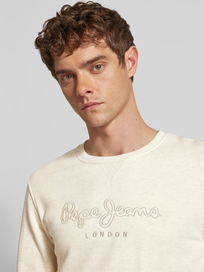 Pepe Jeans Sweatshirt met labelstitching, model 'Nouvel' Offwhite - 3