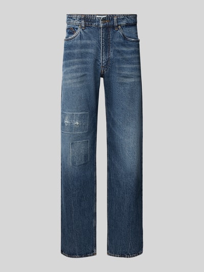 Produktfoto, Baggy Fit Jeans aus Baumwoll-Mix von DRYKORN im Used-Look, 5-Pocket-Design, mittleres Blau, strukturierte Oberfläche