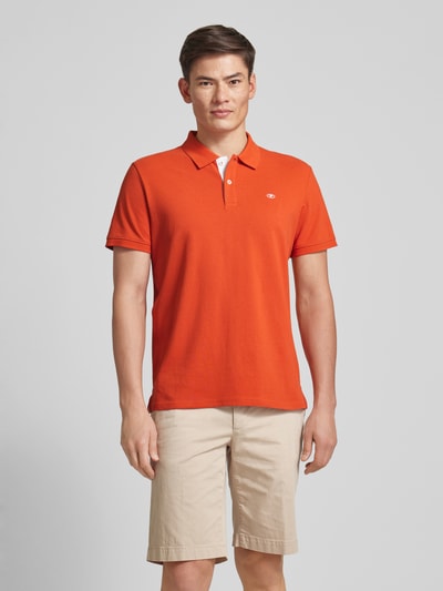 Tom Tailor Poloshirt in effen design met labelstitching Oranje - 4