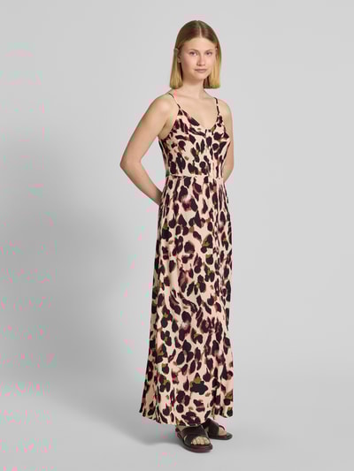 YAS Długa sukienka z wiskozy z listwą guzikową Czarny 1