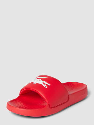 Lacoste Slides mit Label-Details Modell 'Croco' Rot 1