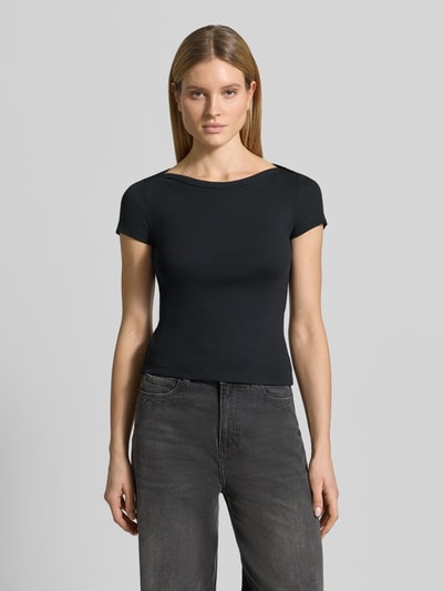 Jake*s Casual T-Shirt mit U-Boot-Ausschnitt Black 4