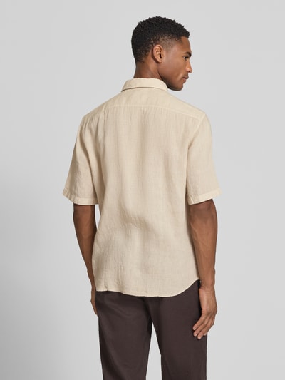 BOSS Orange Regular Fit Leinenhemd mit kurzem Arm Modell 'RASH_2_M' Sand 5