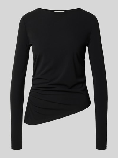 GUIDO MARIA KRETSCHMER WOMAN Slim fit shirt met lange mouwen in geplooide look, model 'Hellen' Zwart - 2