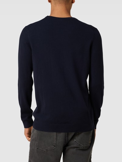 Christian Berg Men Kaschmir Pullover mit geripptem Rundhalsausschnitt Marineblau 5