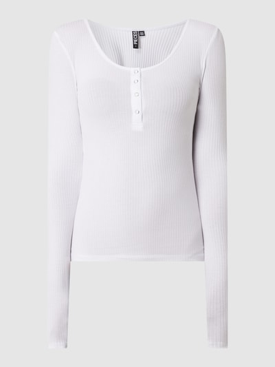 Pieces Serafino-Shirt mit Stretch-Anteil  Weiss 2