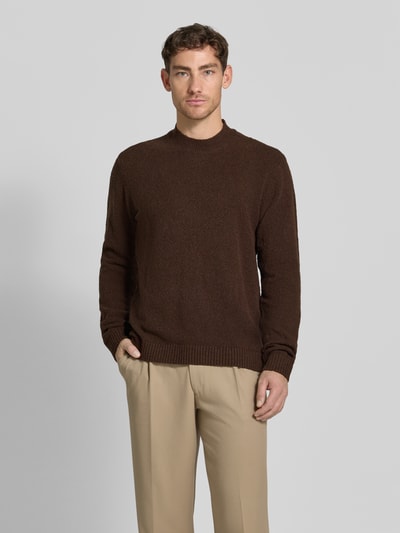 JACK & JONES Premium Sweter dzianinowy z kołnierzykiem polo model 'MAVERICK' Czekoladowy 4