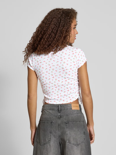 REVIEW Cropped T-Shirt mit Raffungen Weiss 5