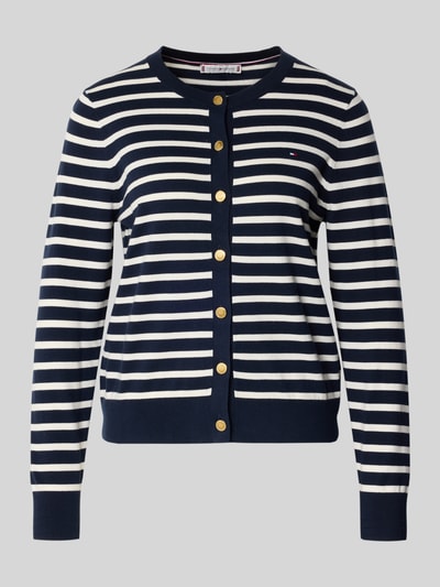 Tommy Hilfiger Kardigan rozpinany o kroju regular fit z mieszanki bawełny Granatowy 2