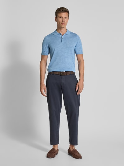 MAERZ Muenchen Regular fit poloshirt met ribboorden Lichtblauw - 1