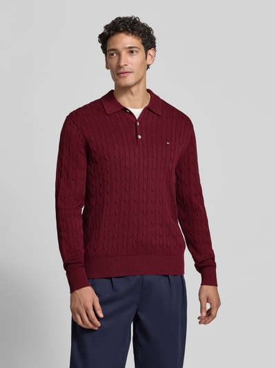 Tommy Hilfiger Regular Fit Pullover aus reiner Baumwolle Bordeaux 4