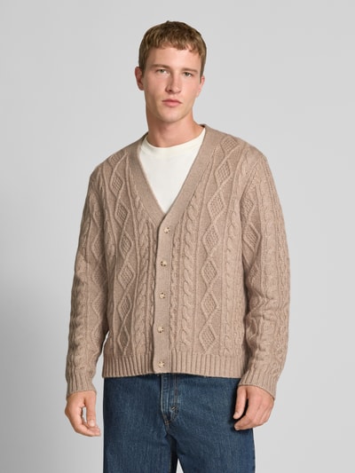 Levi's® Gebreid jack met kabelpatroon, model 'FUNGI HEATHER' Taupe - 4