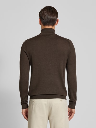 Christian Berg Men Pullover aus Merino-Mix mit Rollkragen Dunkelbraun Melange 5
