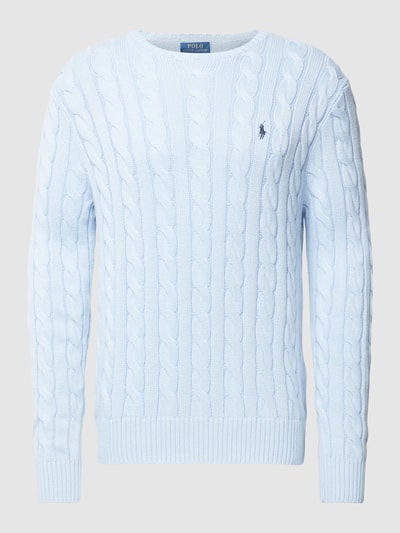 Polo Ralph Lauren Strickpullover mit Zopfmuster Hellblau 2