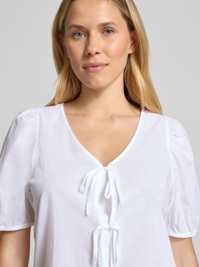 s.Oliver RED LABEL Regular Fit Baumwollbluse mit V-Ausschnitt Weiss 3