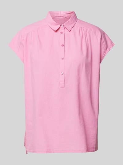 Milano Italy Bluse aus Baumwoll-Leinen-Mix in unifarbenem Design Pink 2