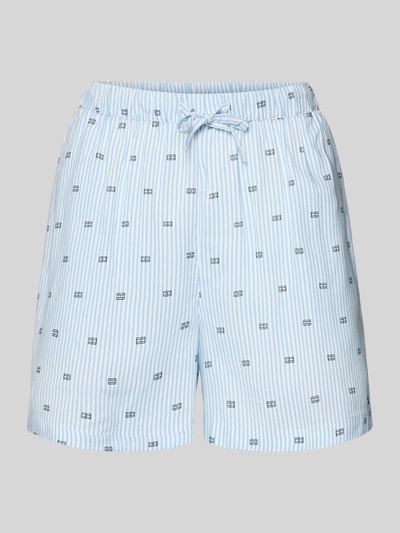 Produktfoto, Comfort Fit Pyjama Shorts aus reiner Viskose von TOMMY HILFIGER in Optik:Allover-Muster mit gestreift, Logo-Stitching, Tunnelzug und elastischem Bundabschluss, Materialverarbeitung: Popeline.