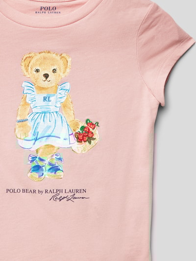 Polo Ralph Lauren Kids T-shirt met ronde hals, model 'BEAR' Apricot - 2