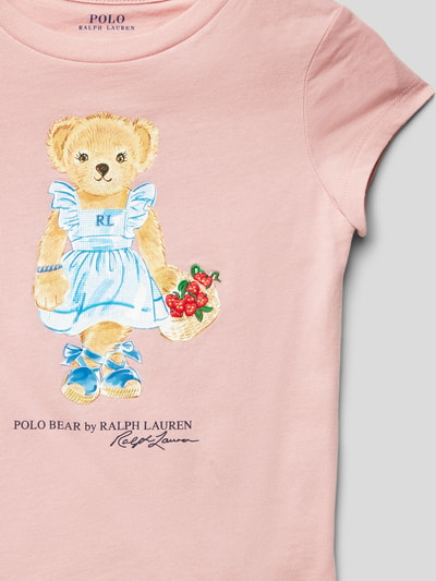 Polo Ralph Lauren Kids T-shirt met ronde hals, model 'BEAR' Abrikoos - 2