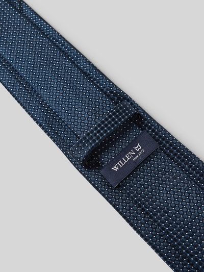 Produktfoto, Krawatte aus Seide im Allover-Look (8 cm) von Willen, klassische Form, Label-Detail, feine Punkttextur, dunkelblau
