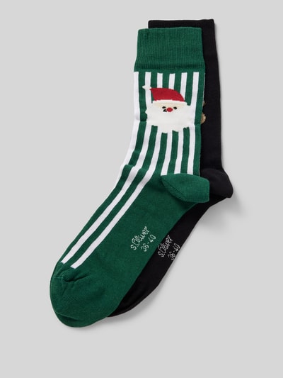 s.Oliver RED LABEL Socken aus Bio-Baumwoll-Mix mit weihnachtlichen Designs Gruen 1