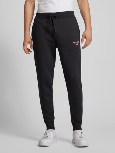 Polo Sport Slim fit sweatpants met labelstitching Zwart - 4