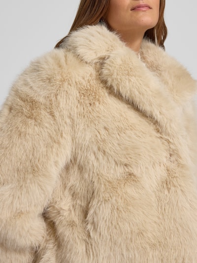 Apricot Jacke aus Kunstfell mit Umlegekragen Sand 3