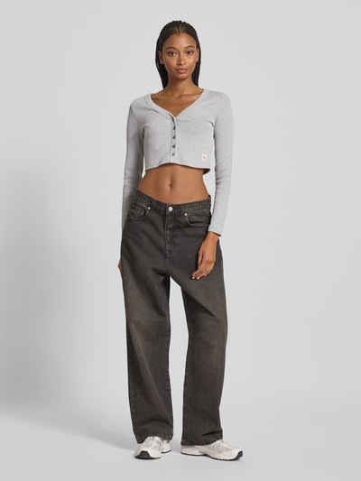 Calvin Klein Jeans Kort gebreid jack met knoopsluiting Lichtgrijs gemêleerd - 1