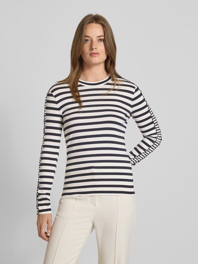 Marc Cain Longsleeve mit geripptem Rundhalsausschnitt Marine 4