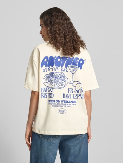 ANOTHER COTTON LAB oversized t-shirt z nadrukami z logo Jasnożółty melanż 5