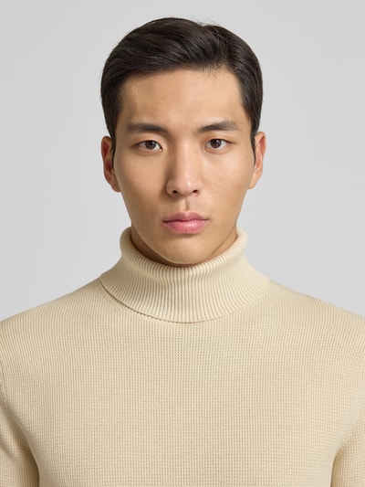 Selected Homme Regular Fit Rollkragenpullover aus reiner Baumwolle Modell 'DANE' Offwhite 3