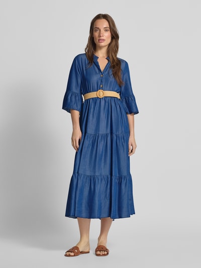 ZABAIONE Midikleid im Stufen-Look mit Gürtel Dunkelblau 4