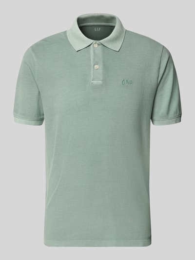 Produktfoto, Slim Fit Poloshirt mit Label-Stitching von GAP in hellgrün, Baumwoll-Elasthan-Mix, Knopfleiste, schlichte Struktur