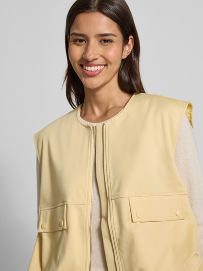 ICHI Gilet met viscose en klepzakken, model 'KATE' Pastelgeel - 3