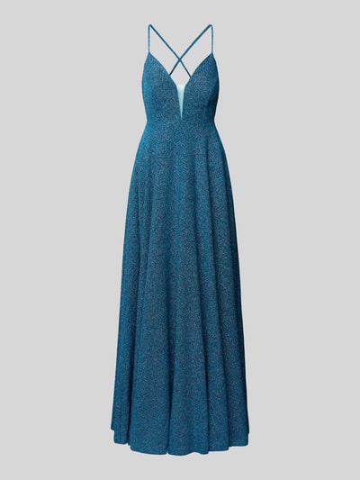 Jake*s Cocktail Sukienka wieczorowa z głębokim dekoltem w serek i wycięciem Metaliczny niebieski melan 2