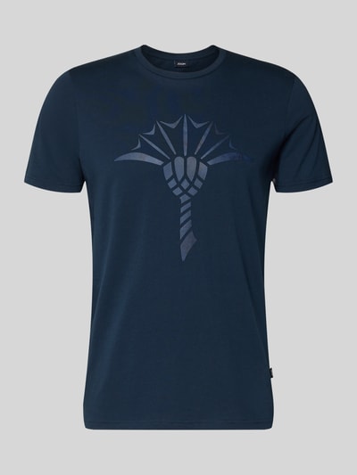 Produktfoto, dunkelblaues Herren T-Shirt mit Logo, Rundhalsausschnitt, Reine Baumwolle, Regular-Fit, Modell 'Alerio' von JOOP! Collection