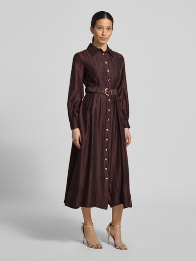 Forever New Abendkleid aus Lyocell-Mix mit Gürtel Schoko 1